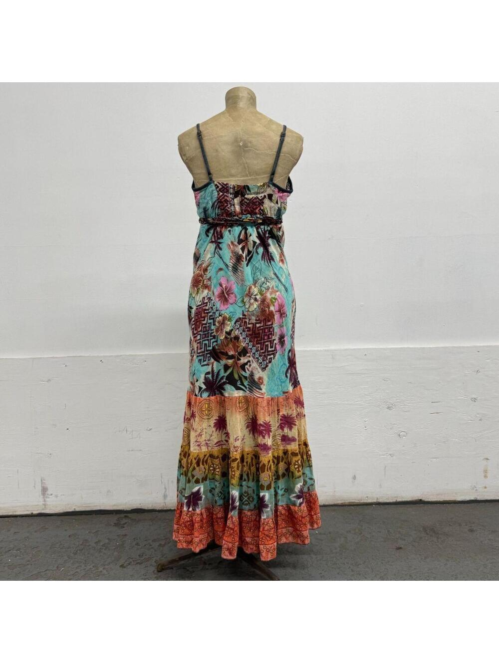 Vintage Y2K Derhy Tropical Blue Printed Maxi Dress - Picture 4 of 8